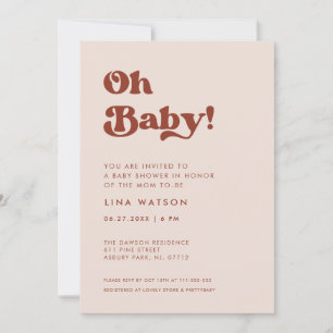 Stylisch retro Pfirsich Rosa Oh Baby Einladung