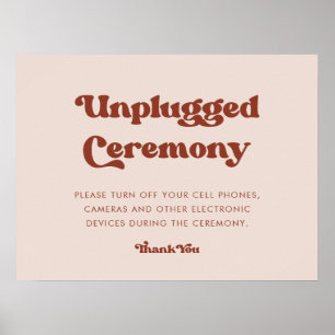 Stylisch Retro Pfirsich Rosa Unplugged Zeremonie Poster