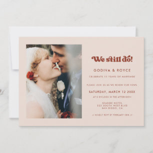 Stylisch Retro Pfirsichrosa Wir heiraten immer noc Einladung