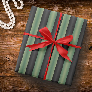 Stylisch Vintage Oliven-Salbei-Grün Schwarze 3D-Ge Geschenkpapier