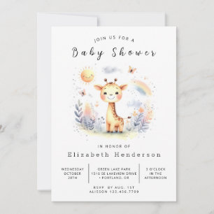 Stylische Babydusche für Giraffen Einladung