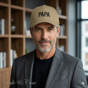 Stylische benutzerdefinierte PAPA-Text Khaki Bestickte Baseballkappe