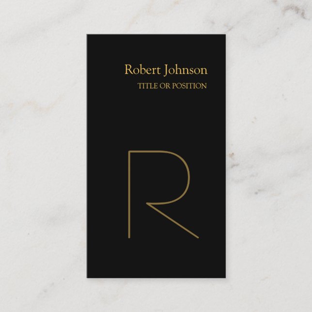 Stylische Black Gold Monogram Business Card Visitenkarte (Vorderseite)