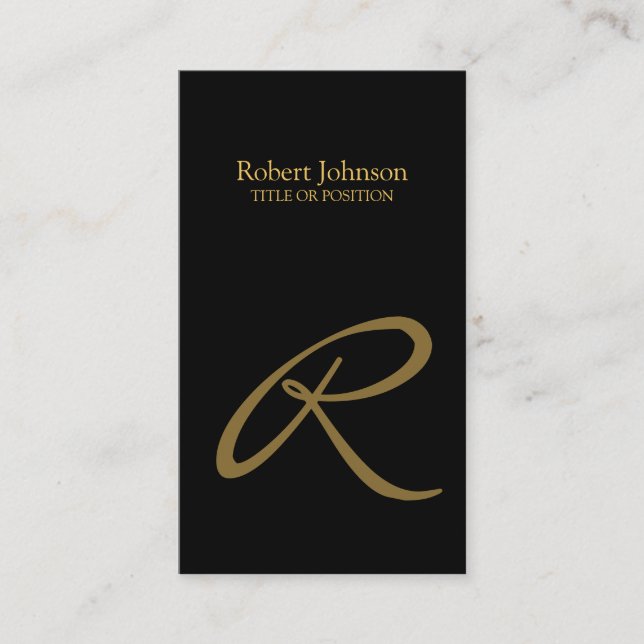 Stylische Black Gold Monogram Business Card Visitenkarte (Vorderseite)