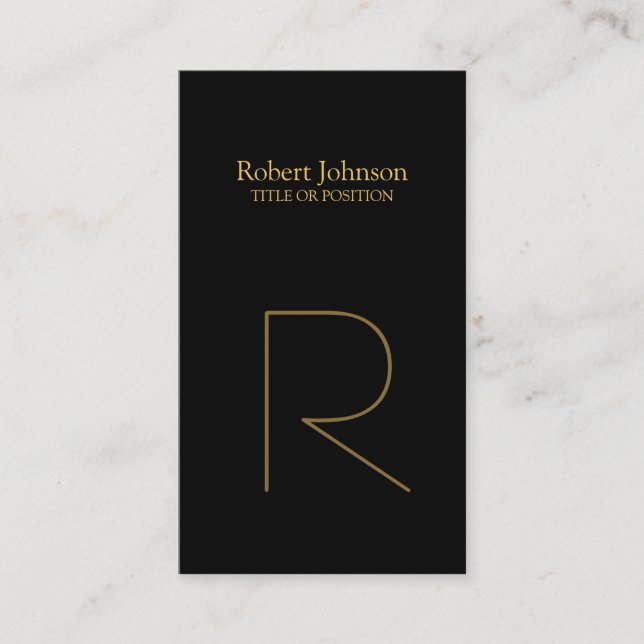 Stylische Black Gold Monogram Business Card Visitenkarte (Vorderseite)