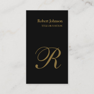 Stylische Black Gold Monogram Business Card Visitenkarte