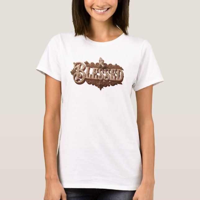 Stylische BLESSED Modekunst T-Shirt (Vorderseite)