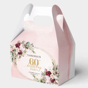 Stylische Boho Merlot Rosen 60. Geburtstags-Gesche Geschenkschachtel