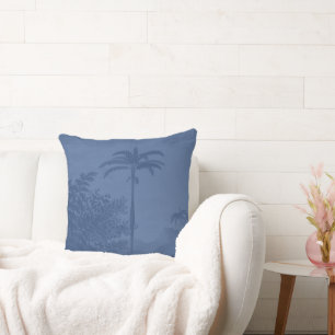 Stylische Boho Vintage Palmen Bäume Bohemian Blau Kissen