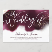 Stylische Burgund Gold Glitzer Typografie Hochzeit