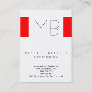 Stylische Chubby Monogram White Red Business Card Visitenkarte