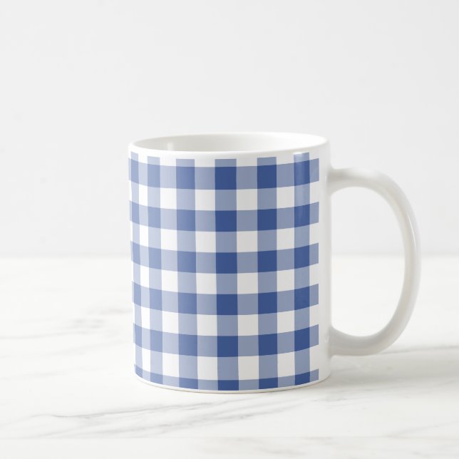 Stylische Coffee Tasse, Dark BlueCheck Gingham Kaffeetasse (Rechts)