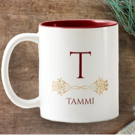 Stylische Custom Monogram Name Original Christmas Zweifarbige Tasse