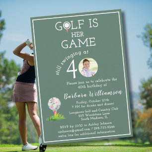 Stylische Damen-Golf-Foto-40.-Geburtstagsfeier Einladung