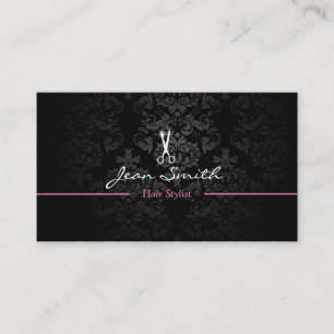 Stylische Dark Damask Hair Stylist Business Card v Visitenkarte