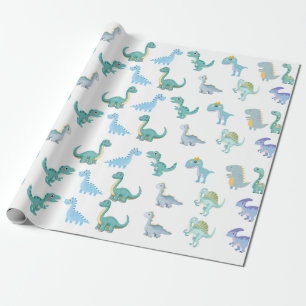 Stylische Dinosaurier-Baby-Party Weiß Geschenkpapier