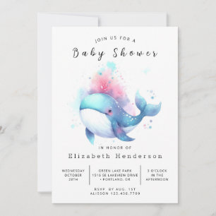 Stylische Editable Whale Baby Dusche Einladung
