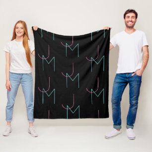 Stylische editierbare moderne gekachelte Initialen Fleecedecke