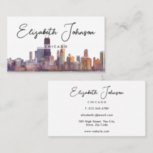Stylische Elegante Schrift Chicago Skyline Visitenkarte