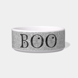 Stylische falsche Silber-Glitter-BOO-Halloween-Hun Napf