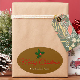 Stylische Festliche Frohe Weihnachtsbotschaft Oval Ovaler Aufkleber