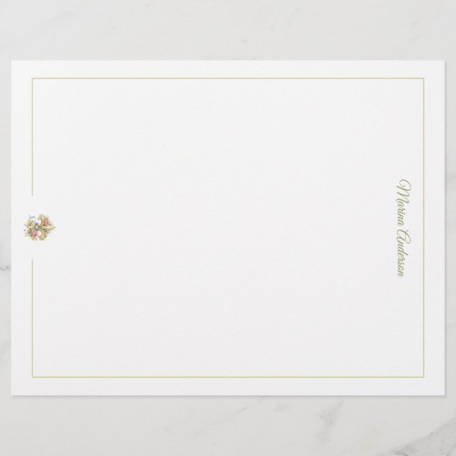 Stylische florale Fleur de Lys  Personalisierter N Briefbogen (Vorderseite)