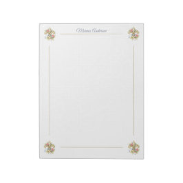 Stylische florale Fleur de Lys Personalisierter N Notizblock