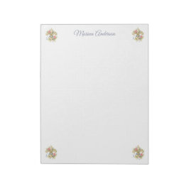 Stylische florale Fleur de Lys Personalisierter N Notizblock