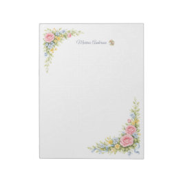Stylische florale Fleur de Lys Personalisierter N Notizblock