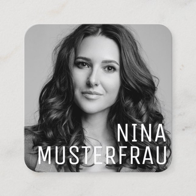 Stylische Foto Visitenkarten Vorlage -  Quadratische Visitenkarte (Vorderseite)