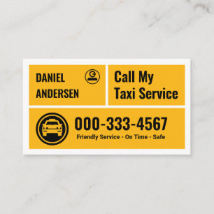 Stylische gelbe Taxi-Boxen Taxifahrer Visitenkarte