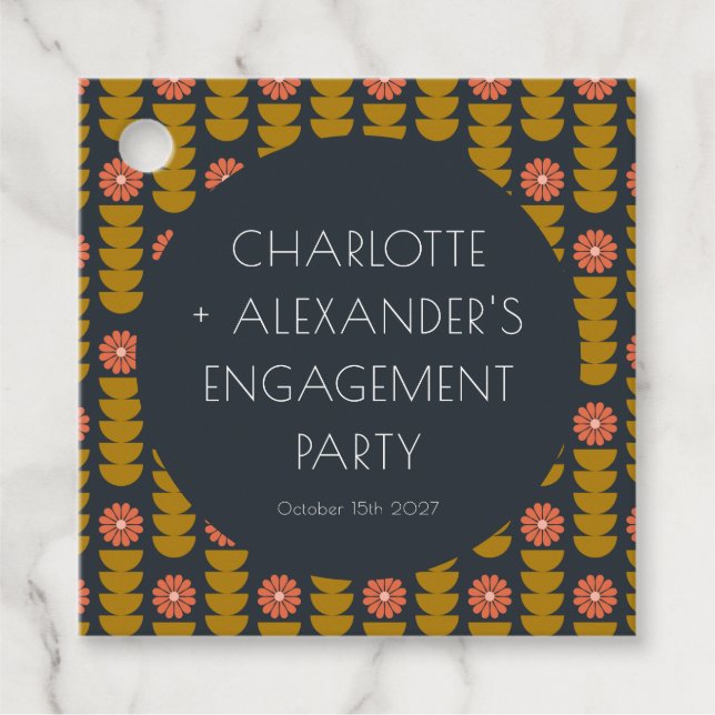 Stylische geometrische Blume - Custom Engagement P Geschenkanhänger (Vorderseite)