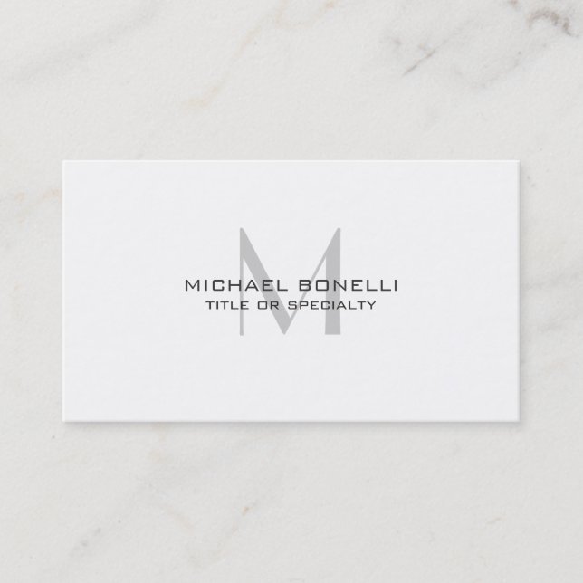 Stylische Graue Monogram Standard Business Card Visitenkarte (Vorderseite)