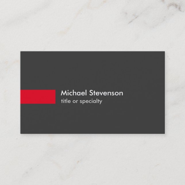 Stylische Graue Red Stripe Standard Business Card Visitenkarte (Vorderseite)