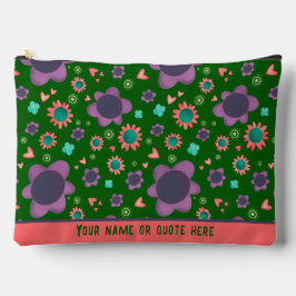 Stylische Green Floral Muster Custom Cosmetic Bag Zubehörtasche