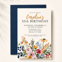 Stylische Herbst-Wasserfarben-Blumen zum 30. Gebur