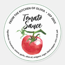 Stylische individuelle Tomatensaucen-Aufkleber für
