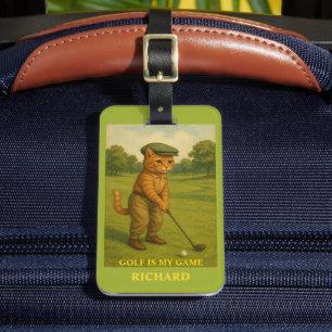 Stylische Katze spielt Golf Personalisiert  Gepäckanhänger