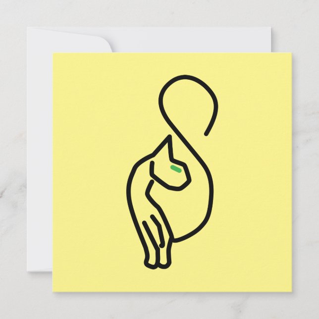 Stylische Kitty Cat Kontur Einladung (Vorderseite)