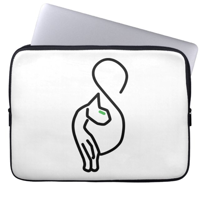 Stylische Kitty Cat Kontur Laptopschutzhülle (Vorderseite)