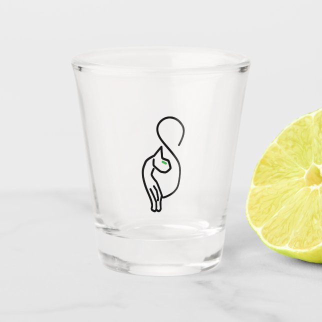 Stylische Kitty Cat Kontur Schnapsglas (Vorderseite)