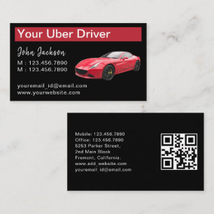 Stylische Klasse Luxus Red Car Service Uber QR Cod Visitenkarte