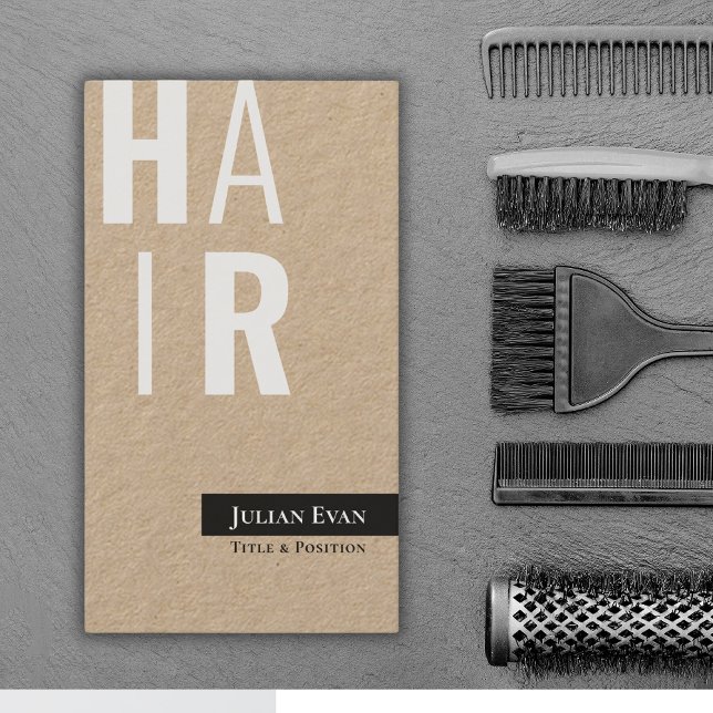 Stylische Kraft Black Hairdresser Business Card Visitenkarte (Von Creator hochgeladen)