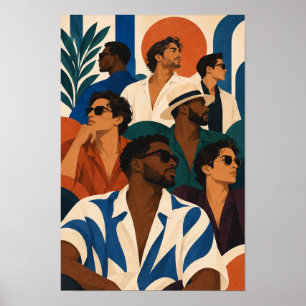 Stylische Männer in Sonnenbrillen Farbige moderne  Poster