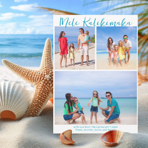 Stylische Mele Kalikimaka-Familienfoto-Collage Küs Feiertagskarte
