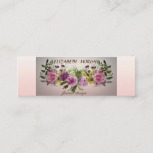 Stylische moderne elegante Aquarellblumen Mini Visitenkarte