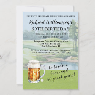 Stylische moderne Golf humorvolle 50. Geburtstagsf Einladung