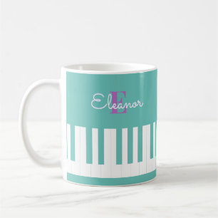 Stylische moderne Klaviertasten Aqua Monogramm Kaffeetasse