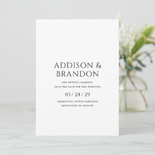 Stylische moderne schwarze und weiße Hochzeit Save The Date