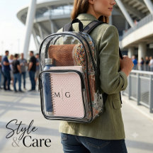 Stylische monogrammierte klare Stadiontaschen zum 